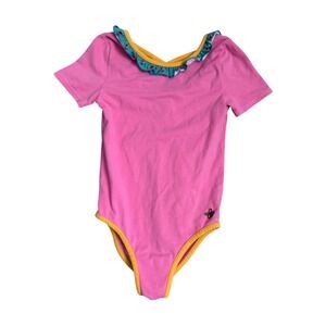 Matilda Jane Moments with You Born to Dance Leotard Pink Teal Ruffle Size 8